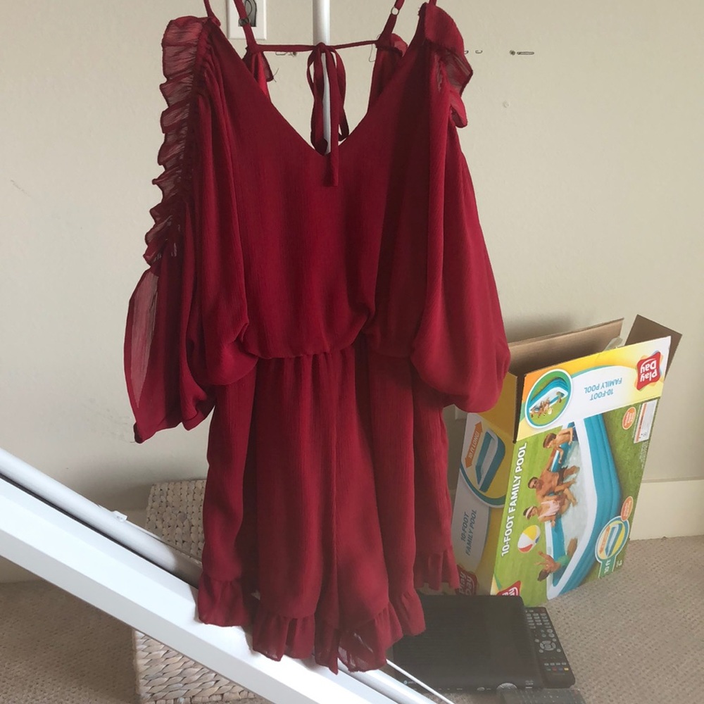 Backless Maroon Romper
